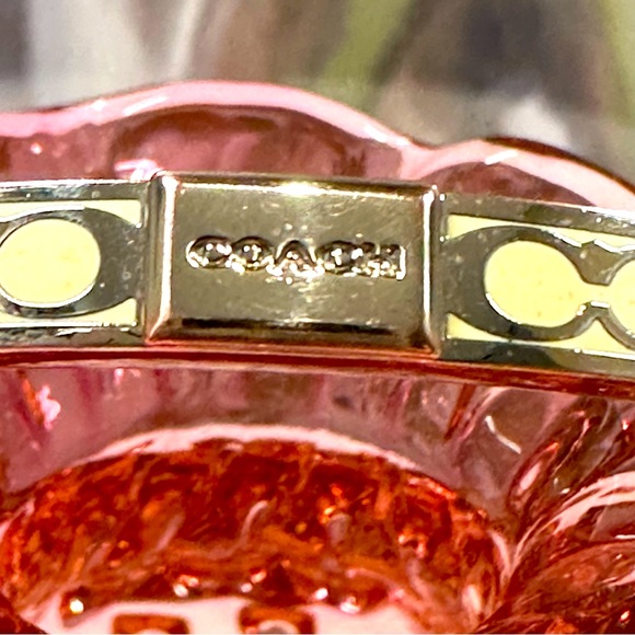 COACH - Signature C Cream Enameled Silver Bangle Bracelet - Picture 11 of 12